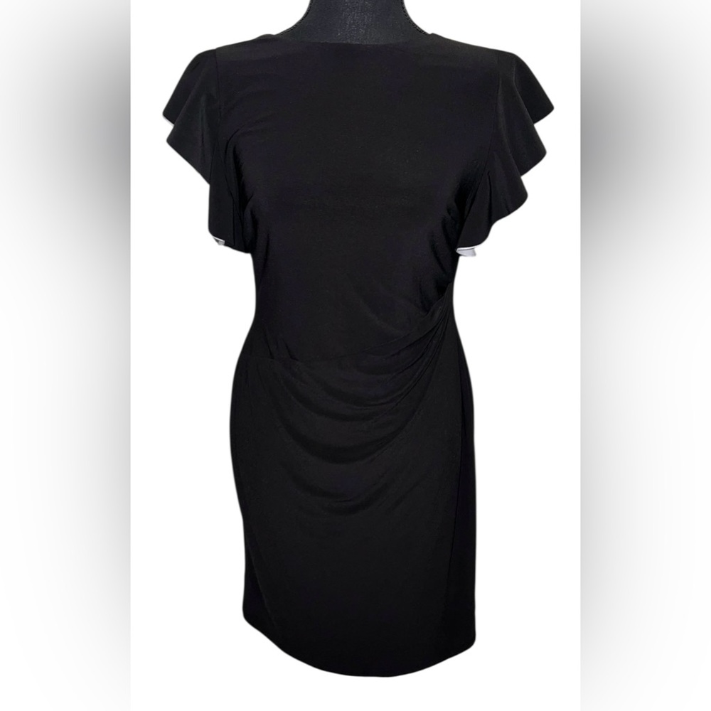LAUREN RALPH LAUREN Women's Black Petite Flutter Sleeve Sheath Dress 6P NWT